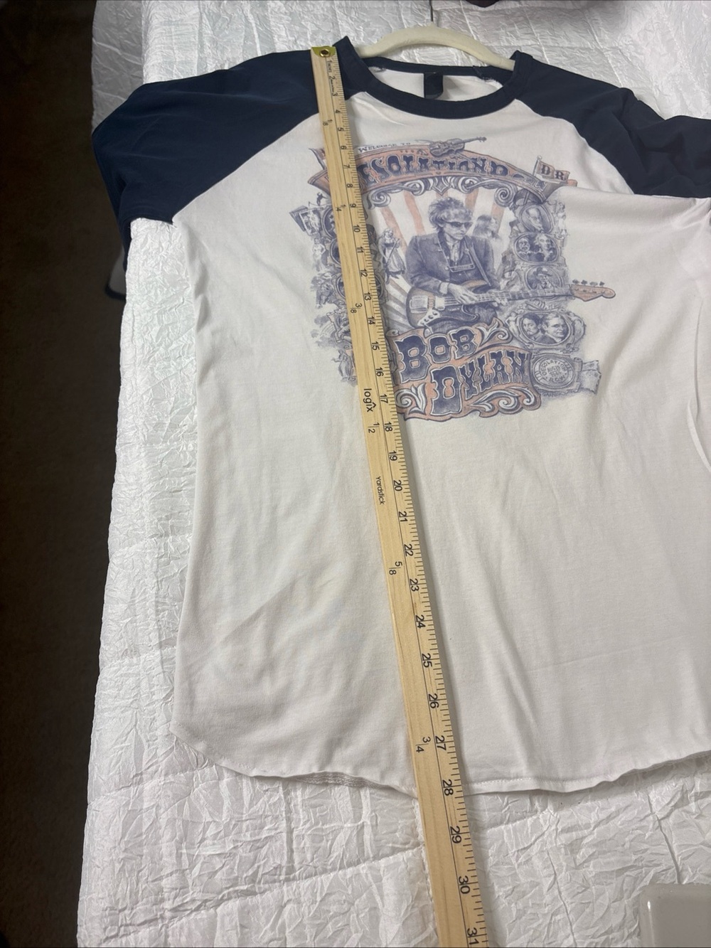Ladies Two-Tone Raglan Graphic Baseball Tee - White & Black size Med - Picture 4 of 5